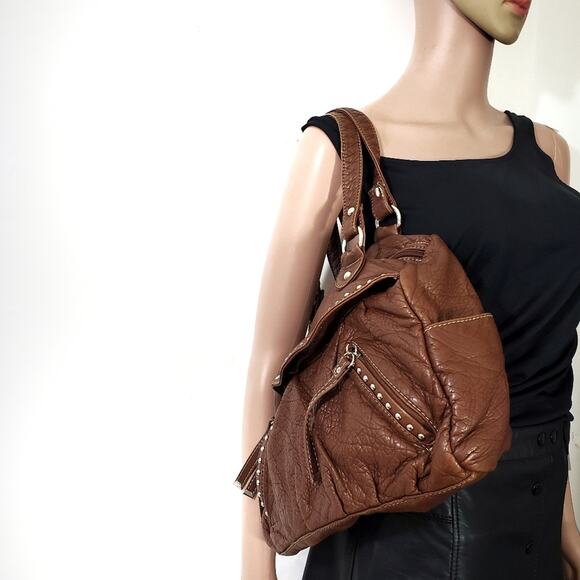 Marc Ecko | Large Studded Leather Shoulder Bag - Picture 2 of 14